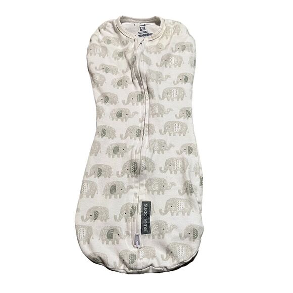Swaddle Me Two Way Zip Sleep Sack 0-2 M Elephants Gown Sleeping Gray Baby - Picture 1 of 8